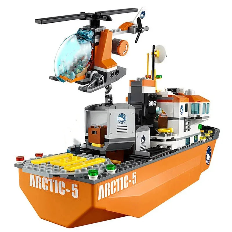 Suitable for urban series polar exploration Arctic ocean giant ship building blocks children's assembly toys Christmas gifts