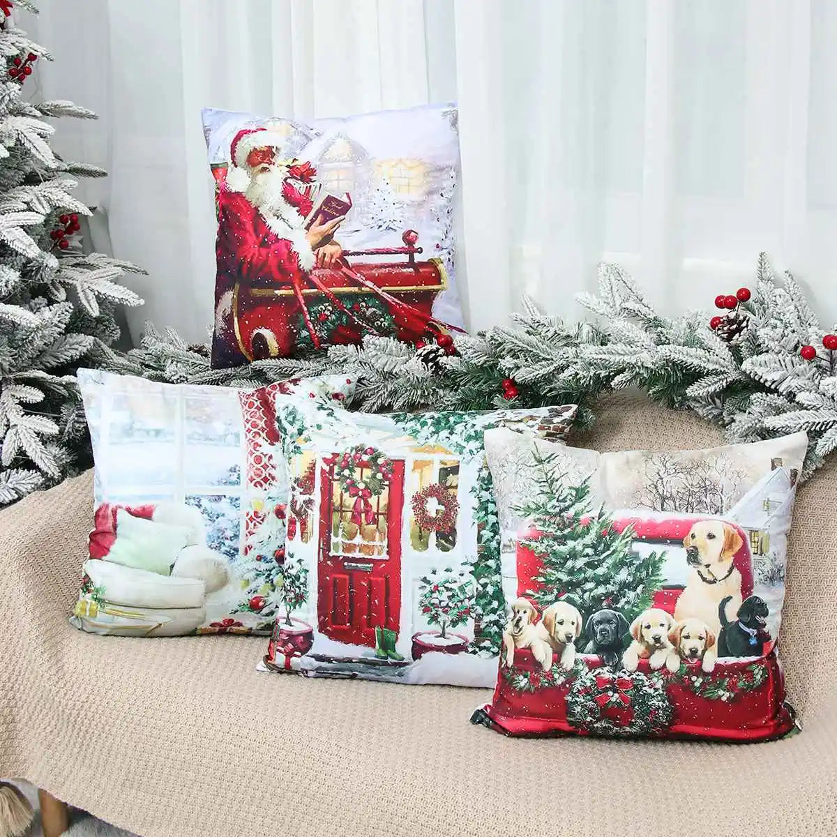 Christmas Cushion Cover Xmas Decorations For Home 2025 Merry Christmas Ornament Pillowcase Natal Navidad New Year 2026 Gifts