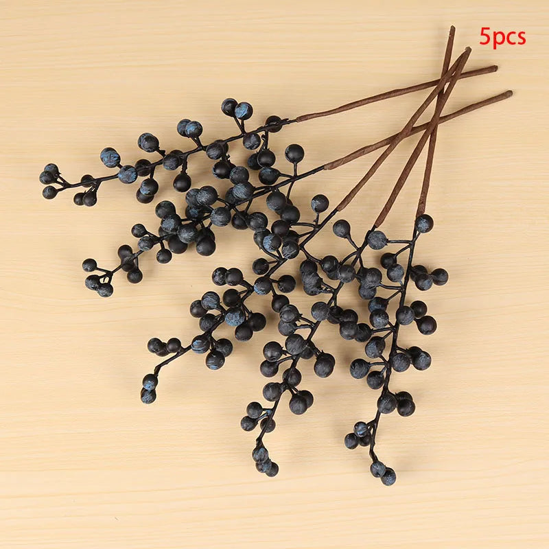 Artificial Berries Branch Plastic Fake Flowers leaf Decorative Berry PE Red Berries Plant for New Year Christmas decoration 2023