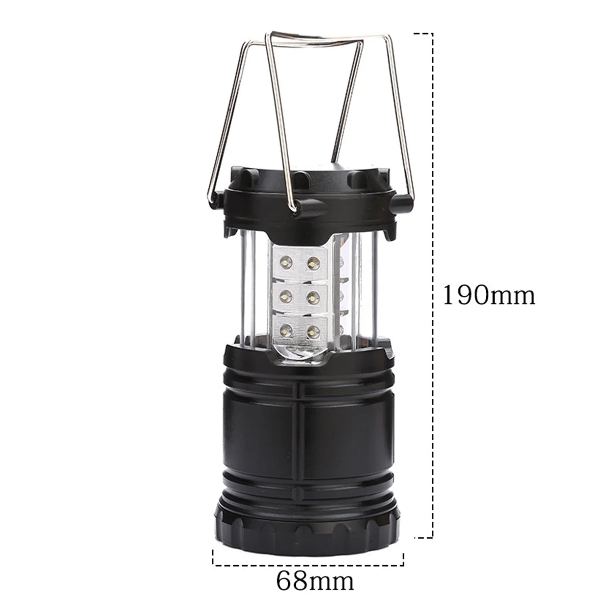 Black Camping Lantern Battey Powered Lights Lightweight Led Flashlight Waterproof Tent Battery Operated Emergency Light Folding