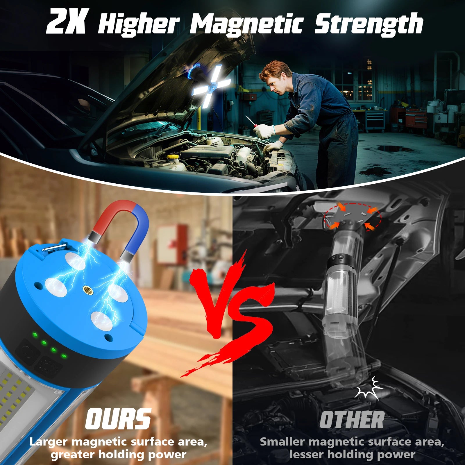 4100LM 3 Modes Foldable Work Light With Bracket 10400Mah Camping LED Telescopic Flashlight Rechargeable Emergency Lamp Outdoor