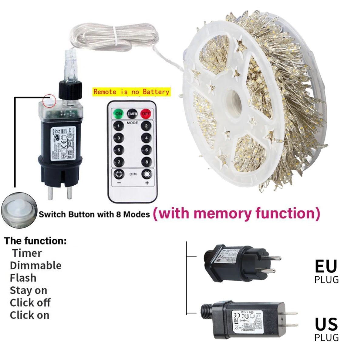 6M-50M LED String Fairy Cluster Lights Silver Wire Christmas Tree Light Outdoor Garland New Year Street Home Party Wedding Decor