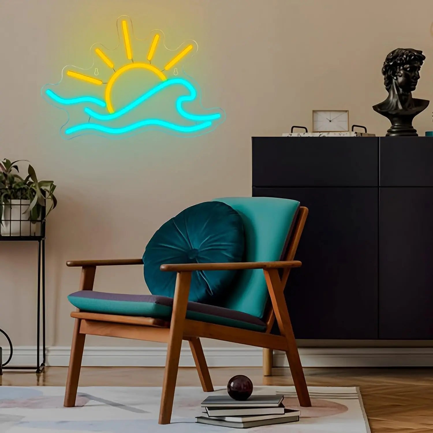 Wave Neon Sign Dimmable Sun Sea Wave LED Neon Light for Wall Decor USB Ocean Surf for Bedroom Bar Cafe Birthday Party Christmas