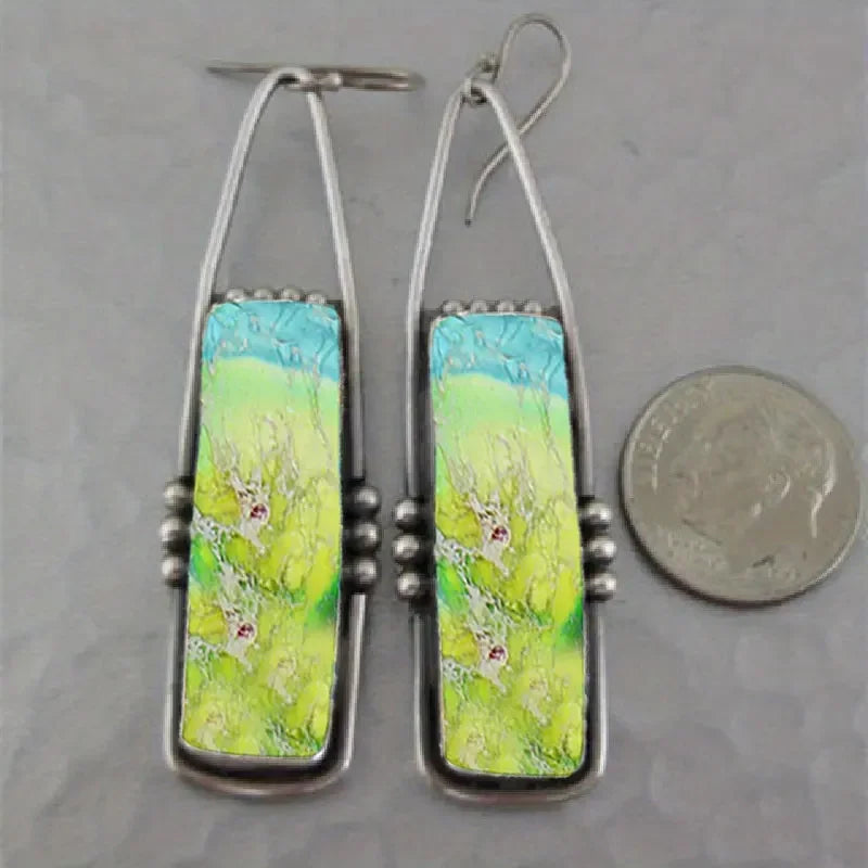 2PCS Retro Bohemian Earrings Imitation Turquoise Men's and Women's Vintage Jewelry Birthday Party Anniversary Gift Christmas