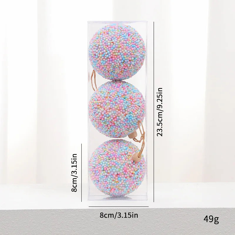 8CM Pink Christmas Balls Glitter Xmas Decorative Hanging Ornaments New Year Party Christmas Spheres Pendant Set